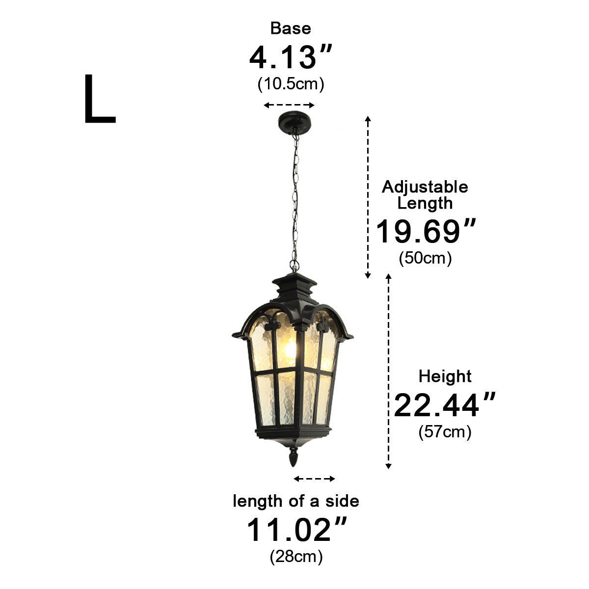 Weather-Resistant Die-Cast Aluminum Hanging Lantern with Glass Panels & LED Bulb for Porch, Patio & Garden Décor | Thomler
