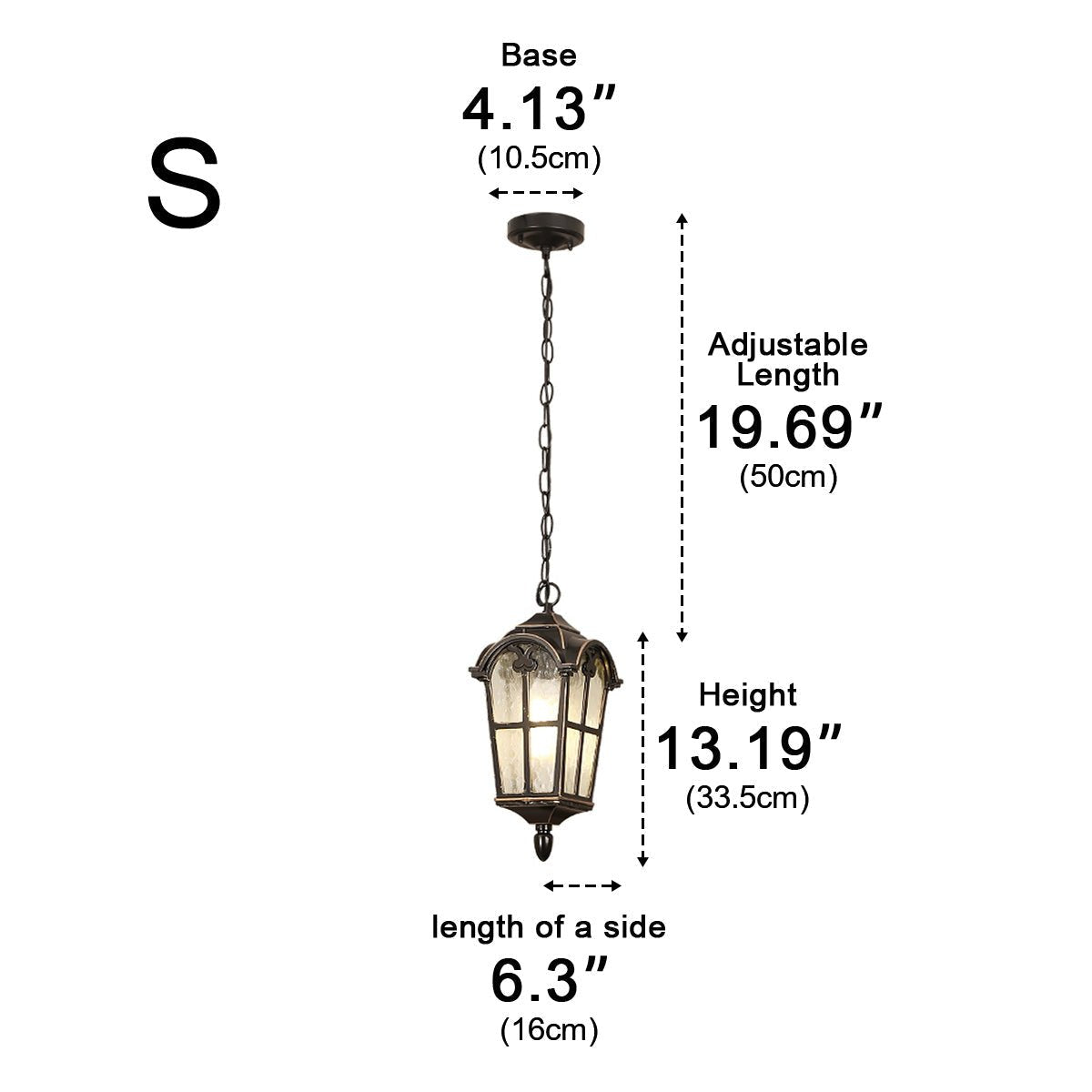 Weather-Resistant Die-Cast Aluminum Hanging Lantern with Glass Panels & LED Bulb for Porch, Patio & Garden Décor | Thomler