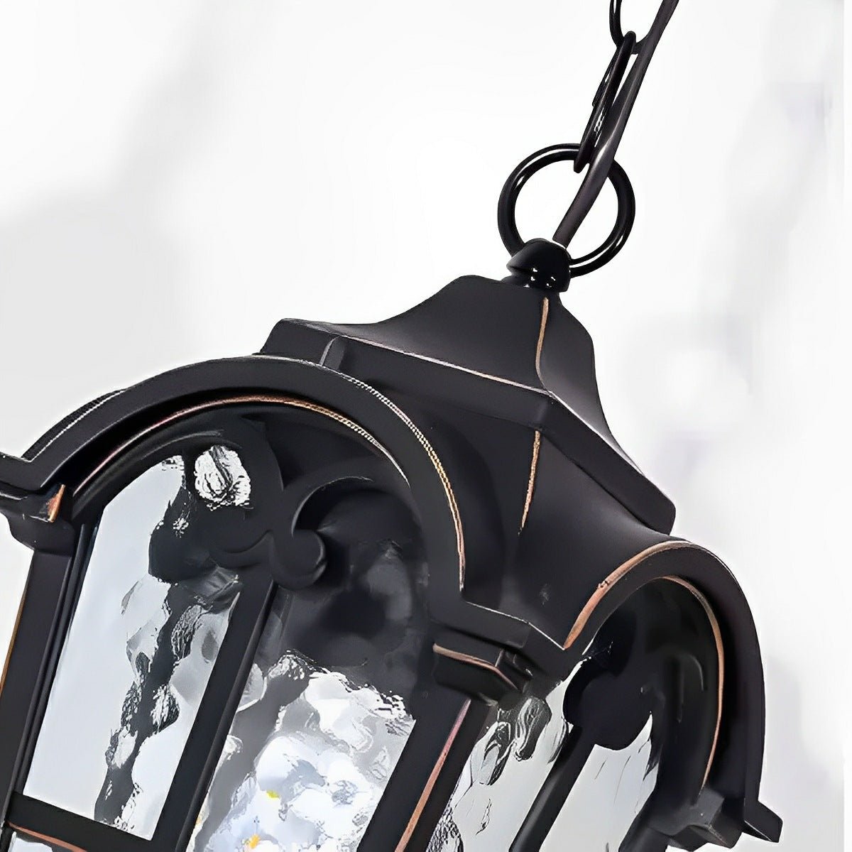 Weather-Resistant Die-Cast Aluminum Hanging Lantern with Glass Panels & LED Bulb for Porch, Patio & Garden Décor | Thomler