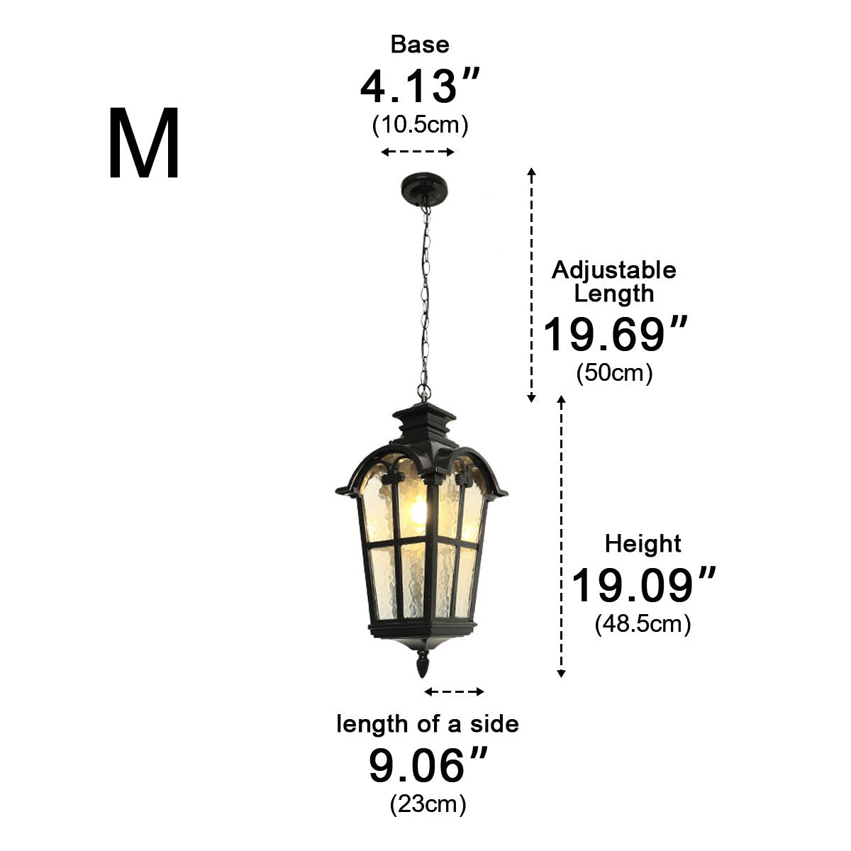 Weather-Resistant Die-Cast Aluminum Hanging Lantern with Glass Panels & LED Bulb for Porch, Patio & Garden Décor | Thomler