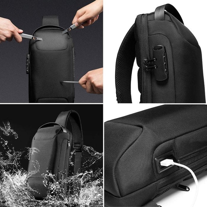Crossbody Sling Bag with USB Charging Port and TSA Lock for Men & Women | Water-Resistant Chest Pack for Travel, Hiking & Daily Use | Thomler