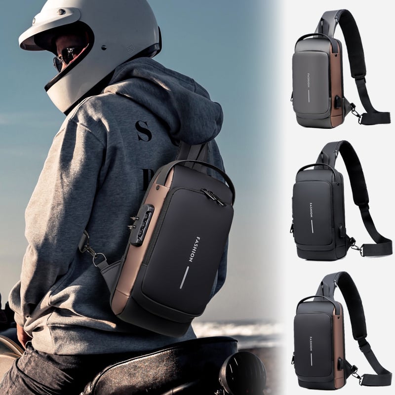 Crossbody Sling Bag with USB Charging Port and TSA Lock for Men & Women | Water-Resistant Chest Pack for Travel, Hiking & Daily Use | Thomler