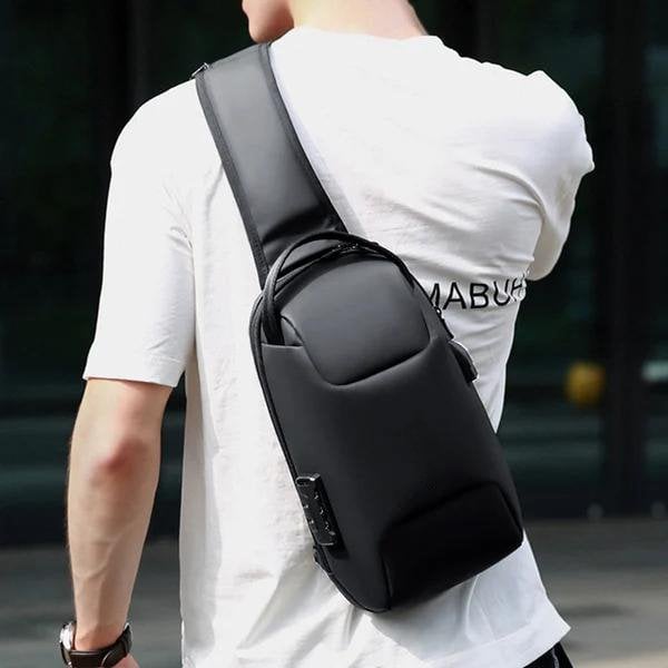 Crossbody Sling Bag with USB Charging Port and TSA Lock for Men & Women | Water-Resistant Chest Pack for Travel, Hiking & Daily Use | Thomler