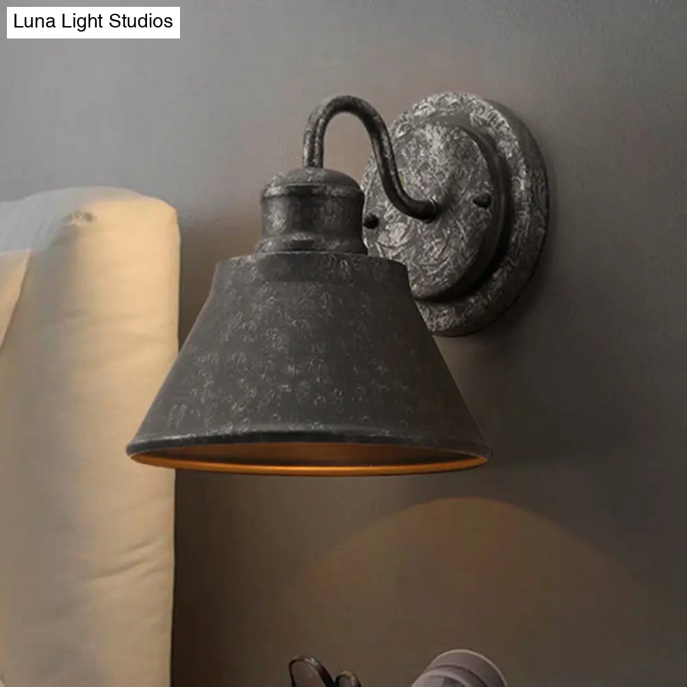 Metal Cone Wall Sconce Antique Silver Finish Hardwired Single Light Fixture Industrial Style for Bedroom Living Room Hallway Entryway | Thomler