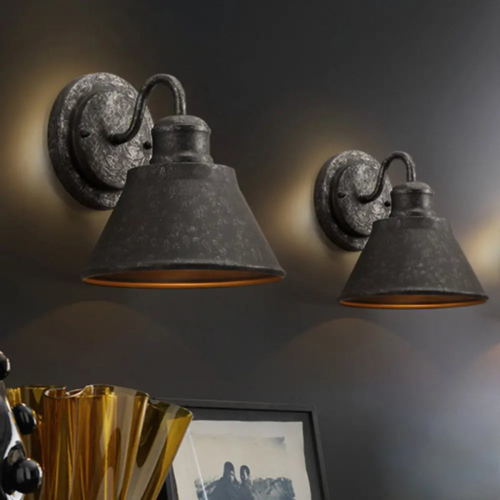 Metal Cone Wall Sconce Antique Silver Finish Hardwired Single Light Fixture Industrial Style for Bedroom Living Room Hallway Entryway | Thomler
