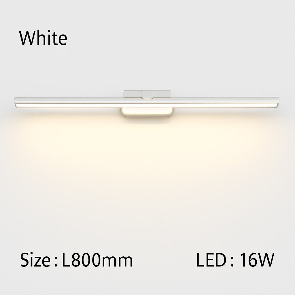 LED Bathroom Vanity Light Fixture – Slim Rectangular Wall Sconce for Mirror Lighting – Metal Bar Mount – Modern Design for Powder Room | Thomler