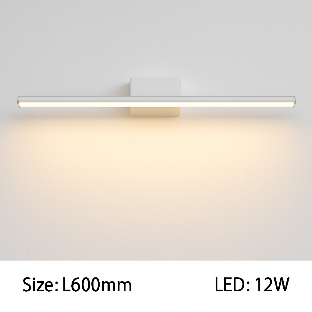 LED Bathroom Vanity Light Fixture – Slim Rectangular Wall Sconce for Mirror Lighting – Metal Bar Mount – Modern Design for Powder Room | Thomler