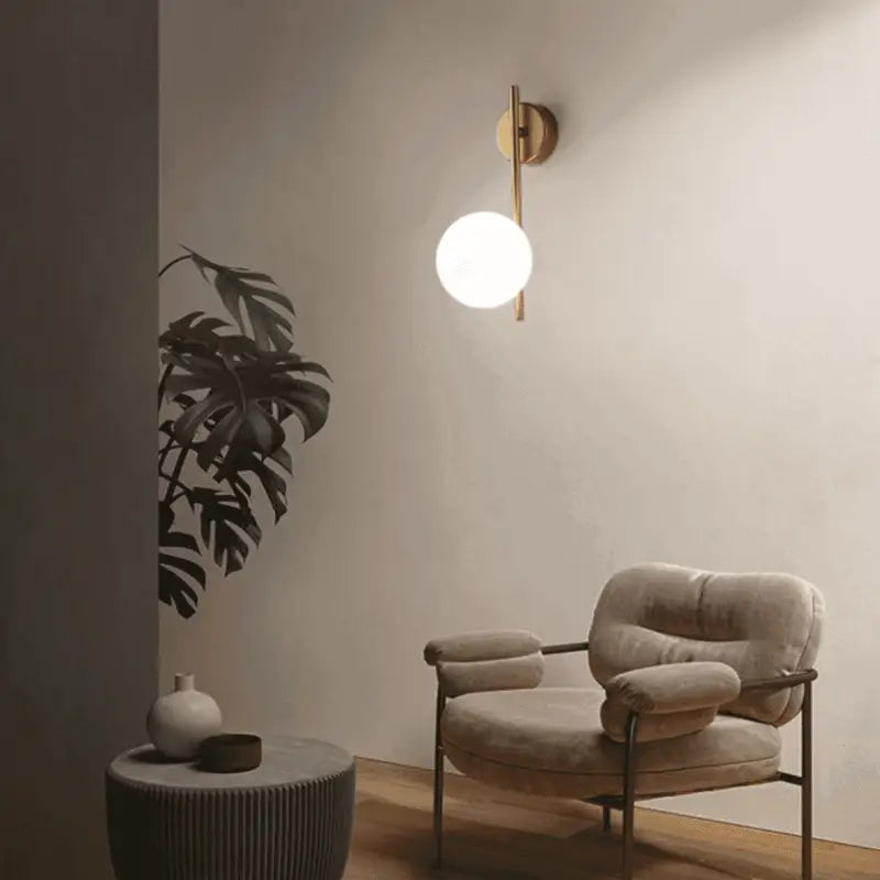 Wall Lamp Glass Sphere 58.0 cm Black Gold Bedroom Hallway Industrial Wall Light Ambient Accent Lighting | Thomler