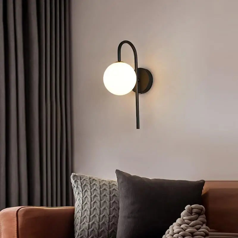 Wall Lamp Glass Sphere 58.0 cm Black Gold Bedroom Hallway Industrial Wall Light Ambient Accent Lighting | Thomler