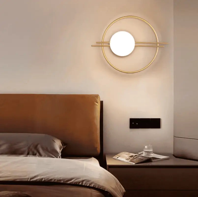 Wall Lamp Glass Sphere 58.0 cm Black Gold Bedroom Hallway Industrial Wall Light Ambient Accent Lighting | Thomler