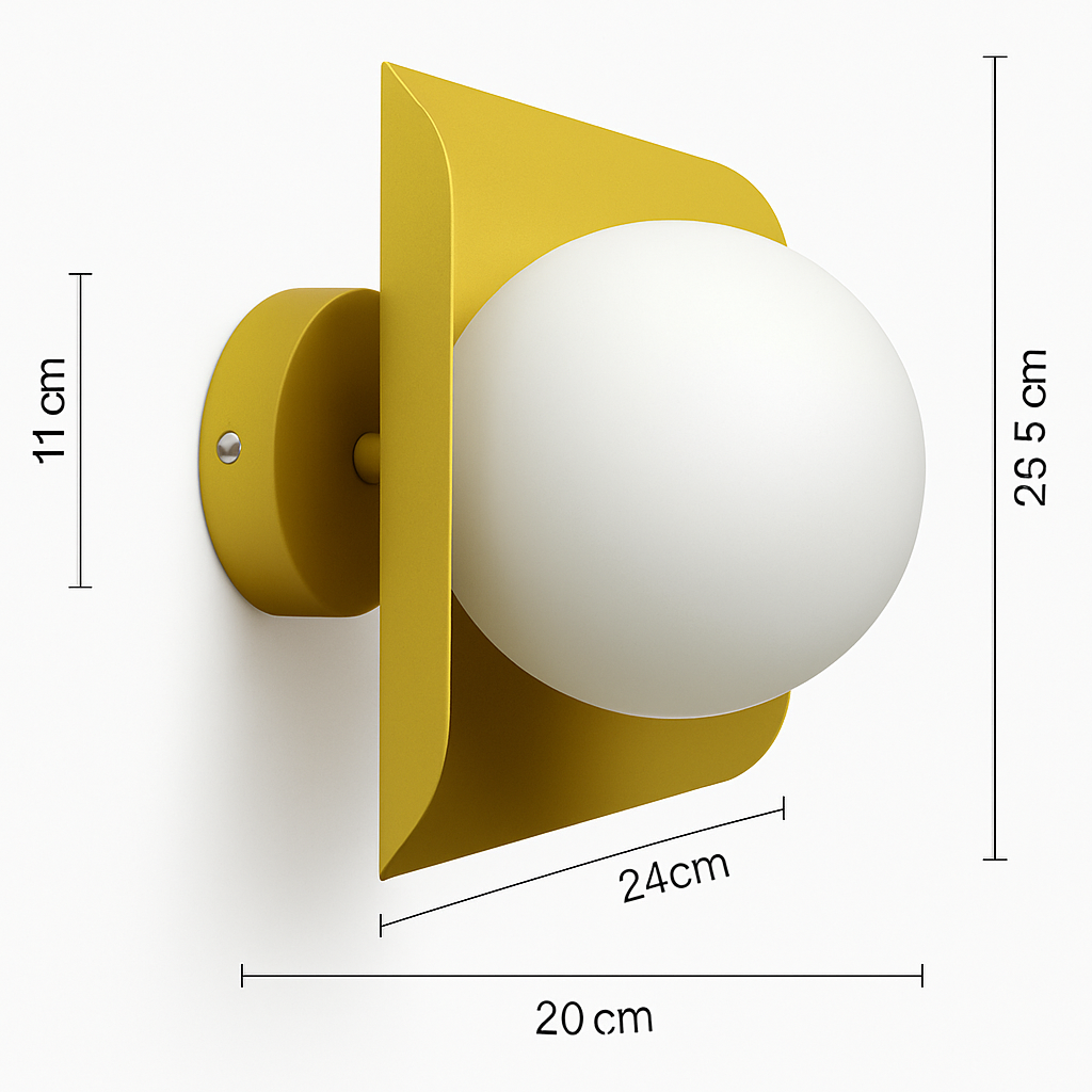 Modern Wall Sconce with White Glass Globe – Metal Frame LED Light for Bedroom, Living Room, Hallway & Dining | Minimalist Wall Mount Fixture | Thomler