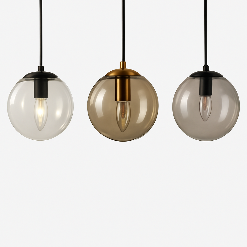 Glass Globe Wall Sconce with Metal Arm | Modern Industrial Hanging Sphere Light Fixture for Living Room, Bedroom & Dining | Thomler
