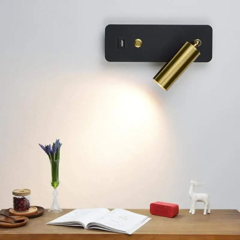 Wall Lamp Aluminium 8.0 x 23.0 cm Gold Bedroom Bedside Reading Light Warm White G4 LED Modern Accent Lighting | Thomler
