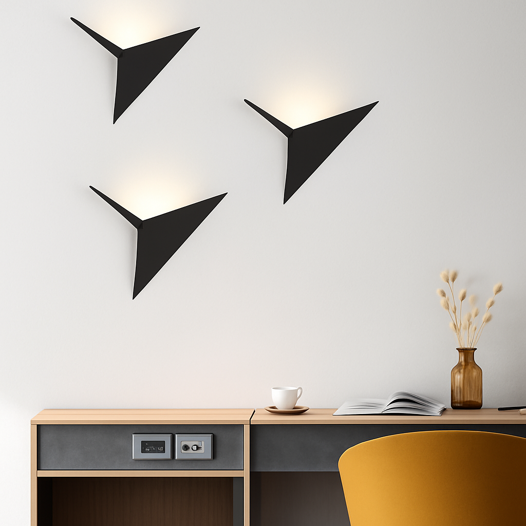 Modern Triangular Metal LED Wall Sconce – Contemporary Geometric Lighting for Living Room, Bedroom & Office | Thomler
