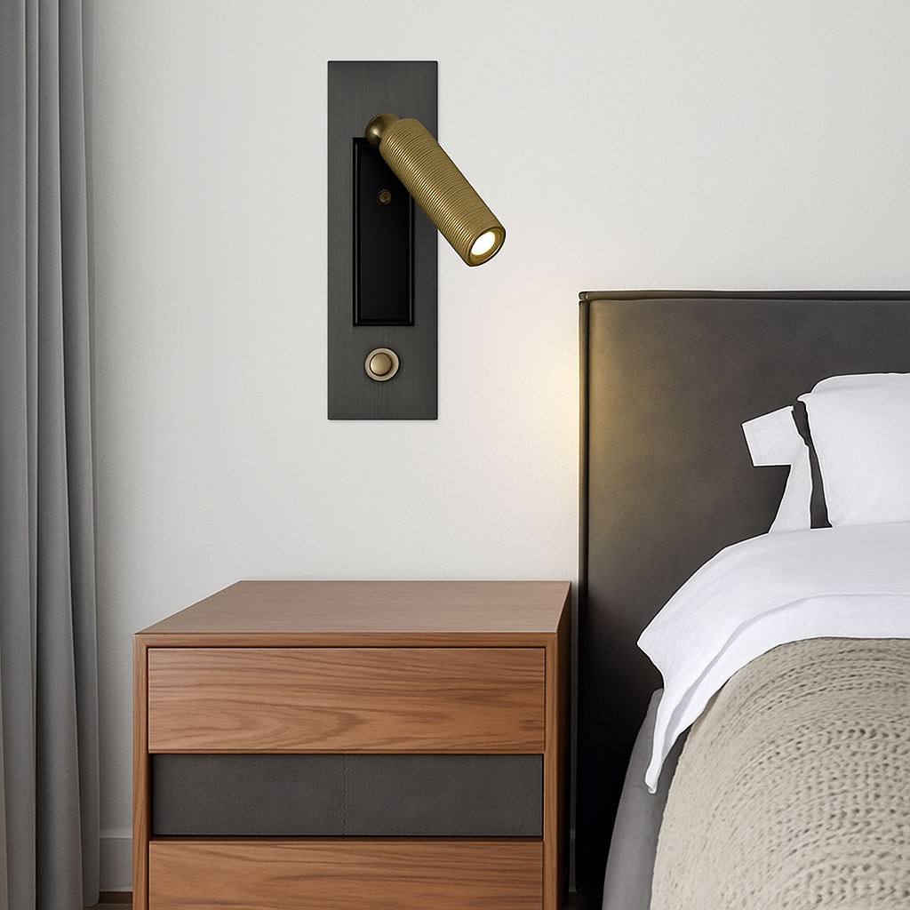 Recessed LED Reading Light Square Wall Sconce Aluminum Bedside Lamp for Bedroom Hotel Contemporary Downlight Fixture Matte Black White | Thomler