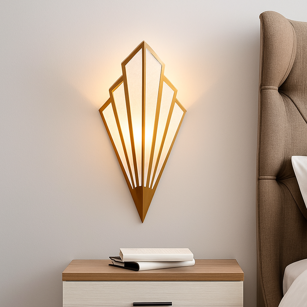Modern Geometric Triangle Wall Sconce in Painted Metal with Up & Down LED Light for Bedroom, Hallway & Living Room | Thomler