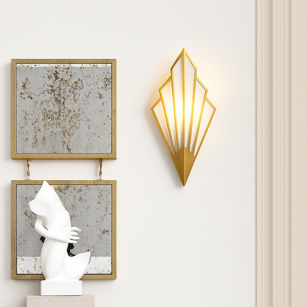 Modern Geometric Triangle Wall Sconce in Painted Metal with Up & Down LED Light for Bedroom, Hallway & Living Room | Thomler