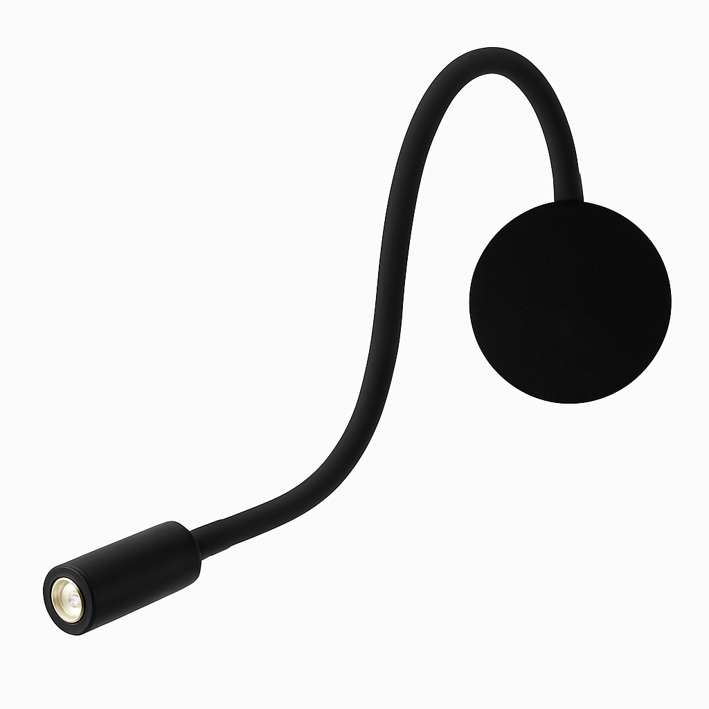Wall Lamp Flexible Arm Rechargeable LED Black Bedroom Reading Light Minimalist Bedside Task Lighting 220–240V | Thomler