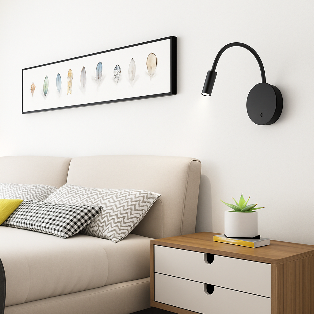 Adjustable LED Wall Sconce for Bedside Reading Light Rechargeable Battery Powered Directional Task Lamp Headboard Lighting Fixture for | Thomler