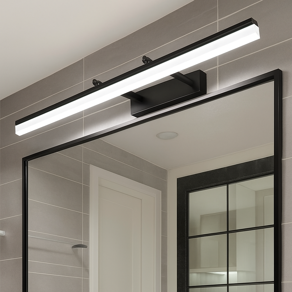 Mirror Light Aluminium 50.0 cm (19.7") Black Bathroom Wall Mounted LED Vanity Artwork Lighting Adjustable Linear Lamp | Thomler