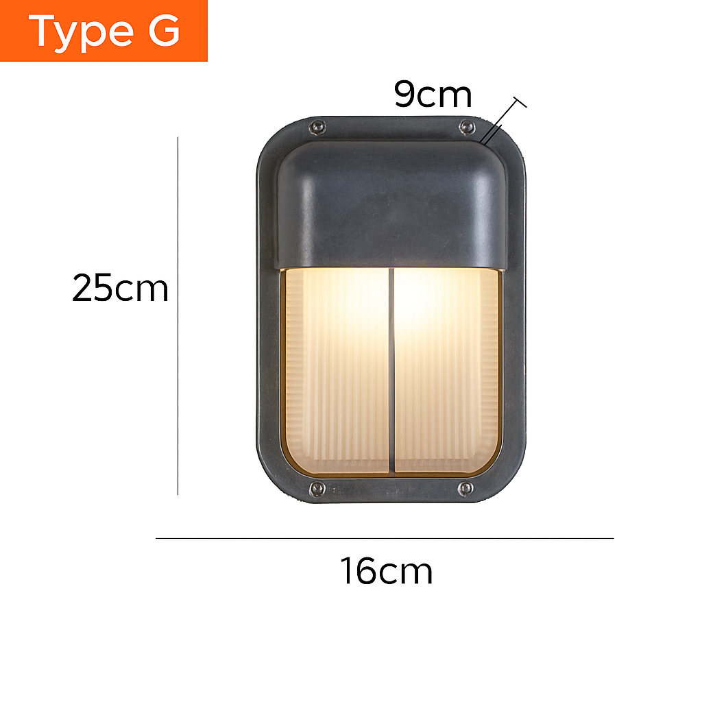Wall Lamp Aluminium Frosted Glass E27 12W Silver Outdoor Garden Facade Waterproof Industrial Lighting | Thomler
