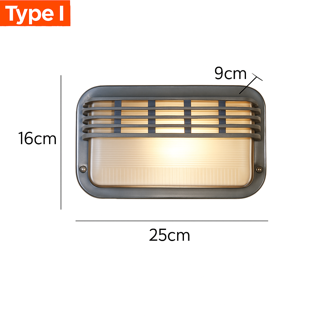 Wall Lamp Aluminium Frosted Glass E27 12W Silver Outdoor Garden Facade Waterproof Industrial Lighting | Thomler