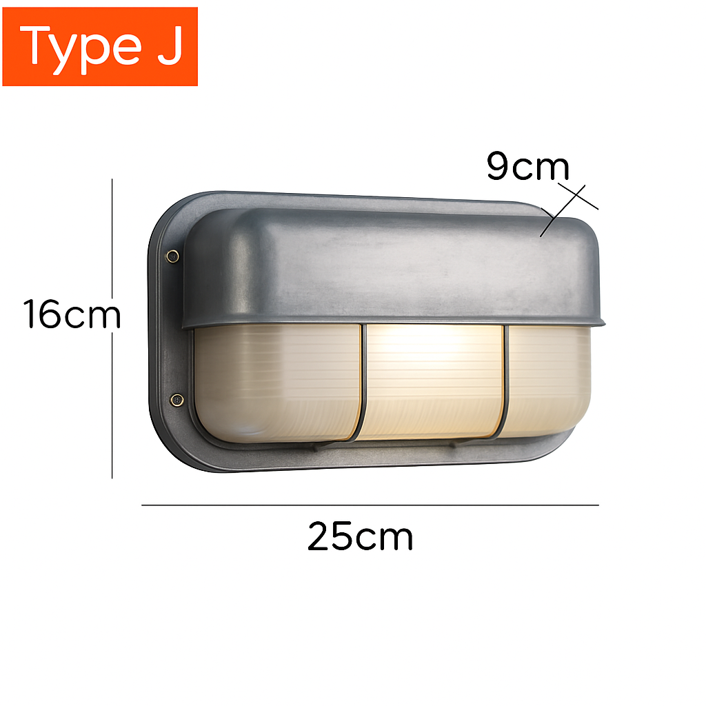 Wall Lamp Aluminium Frosted Glass E27 12W Silver Outdoor Garden Facade Waterproof Industrial Lighting | Thomler