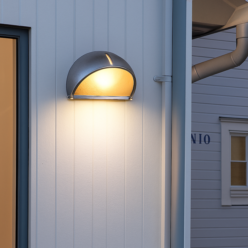 Wall Lamp Aluminium Frosted Glass E27 12W Silver Outdoor Garden Facade Waterproof Industrial Lighting | Thomler