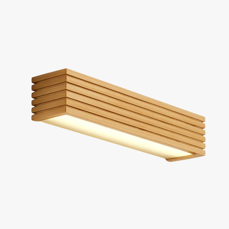 Carved Wood LED Wall Sconce Light – Rectangular Modern Ambient Fixture for Bedroom, Living Room, Bathroom – Energy Efficient Integrated | Thomler