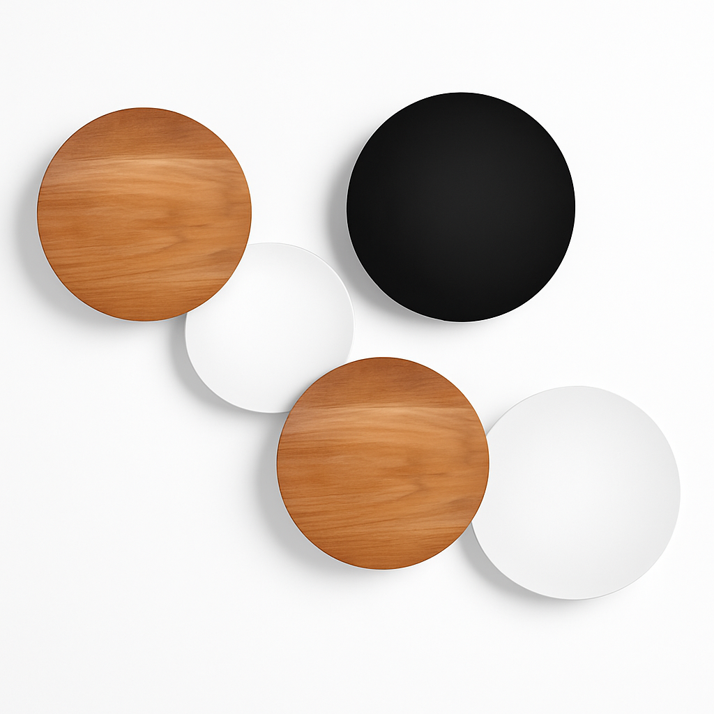 Round LED Wall Sconce with Halo Glow Effect – Wood or Metal Finish – Indirect Ambient Lighting for Bedroom, Living Room & Hallways | Thomler