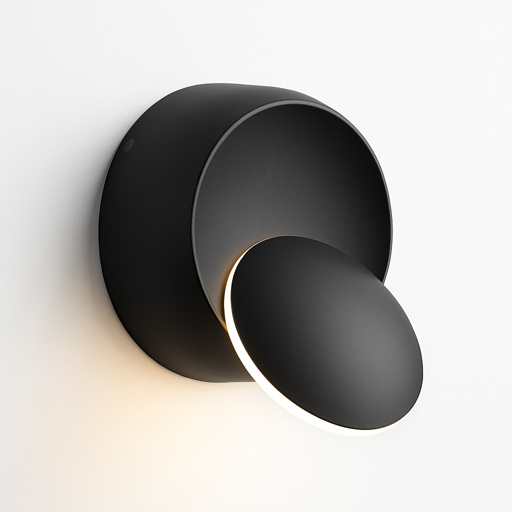 Adjustable LED Wall Sconce Round Downlight Metal Fixture Hardwired Modern Black White | Thomler
