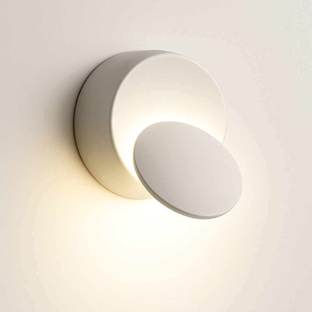 Adjustable LED Wall Sconce Round Downlight Metal Fixture Hardwired Modern Black White | Thomler
