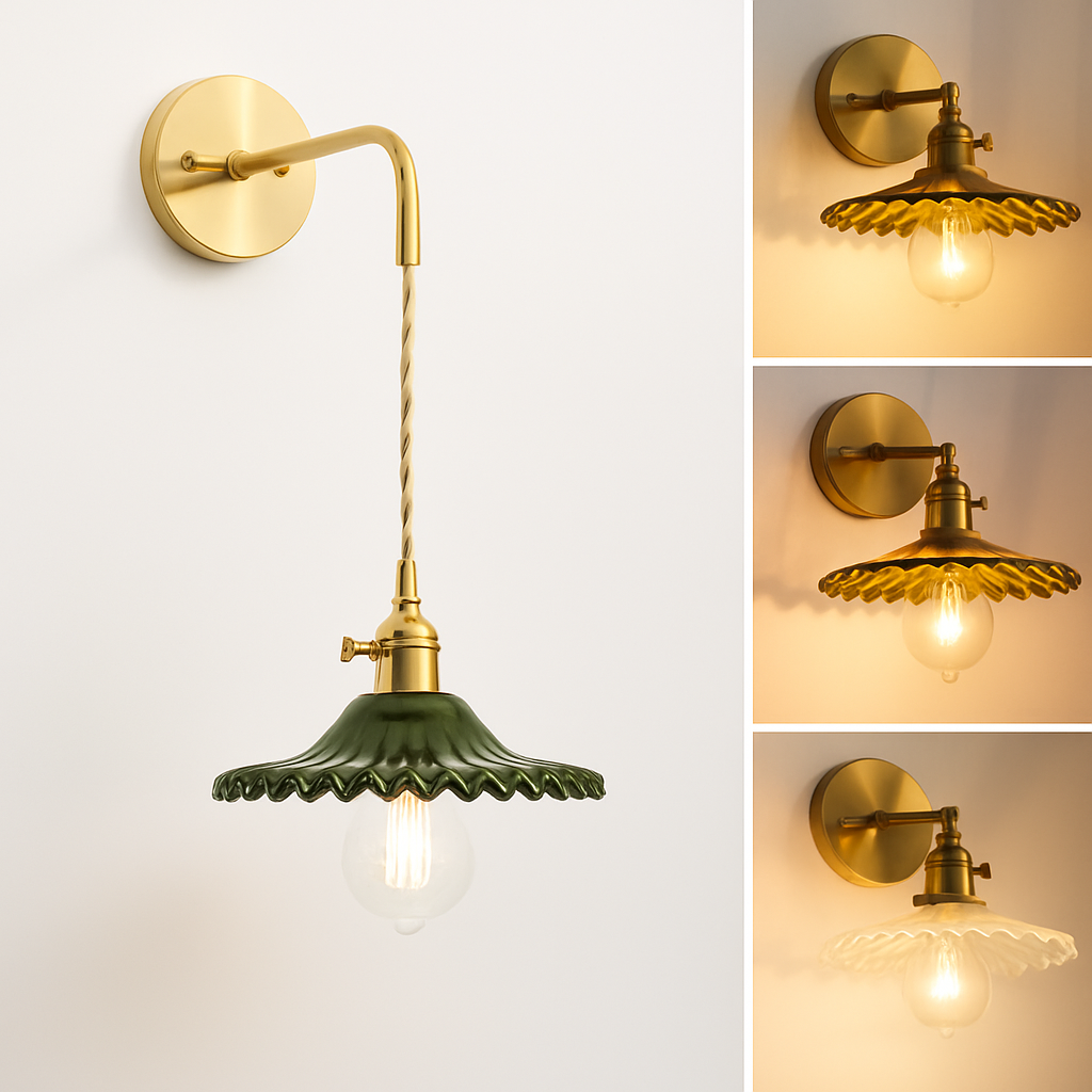 Handcrafted Copper Wall Sconce with Tinted Glass Shade, LED Included, Art Deco Style for Bedroom & Living Room | Thomler