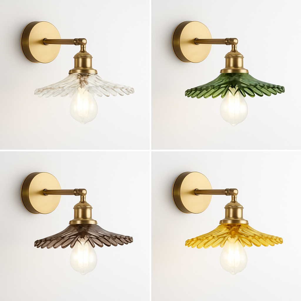 Handcrafted Copper Wall Sconce with Tinted Glass Shade, LED Included, Art Deco Style for Bedroom & Living Room | Thomler