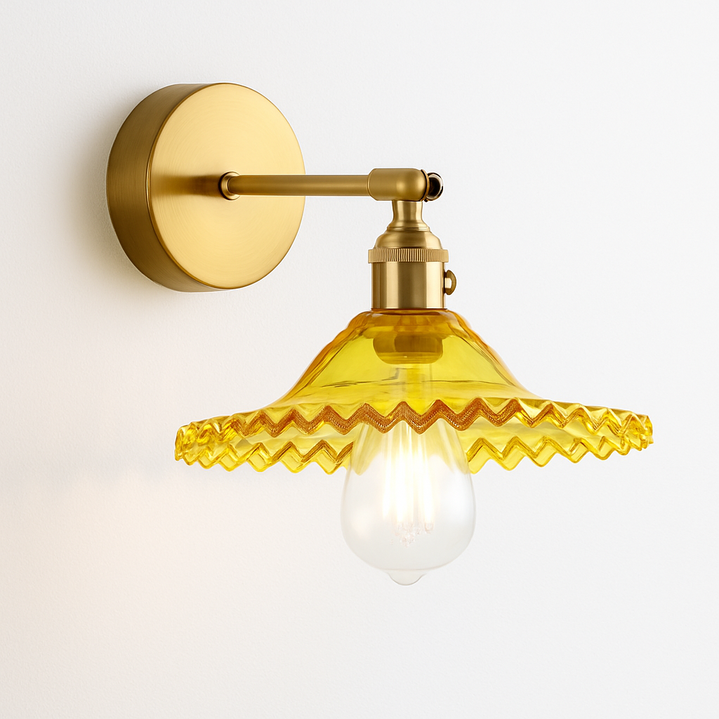 Handcrafted Copper Wall Sconce with Tinted Glass Shade, LED Included, Art Deco Style for Bedroom & Living Room | Thomler