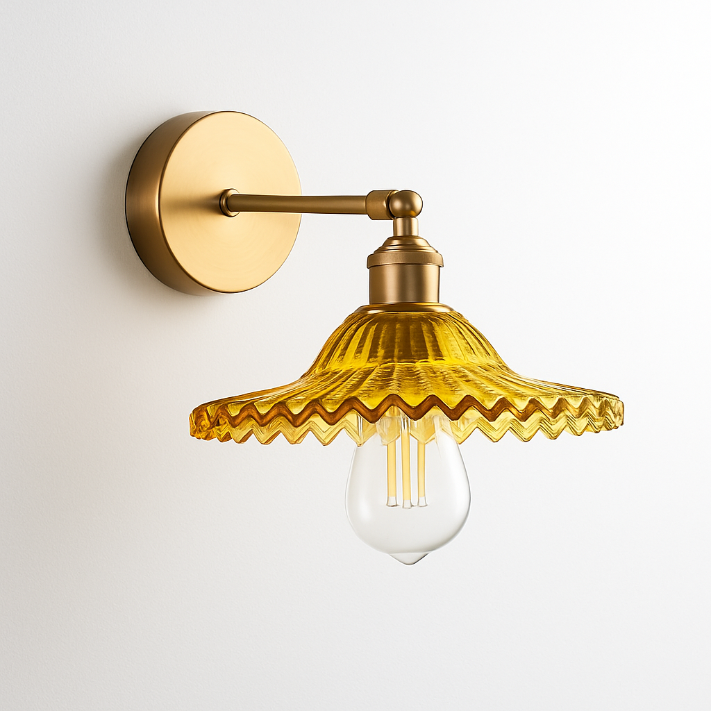 Handcrafted Copper Wall Sconce with Tinted Glass Shade, LED Included, Art Deco Style for Bedroom & Living Room | Thomler