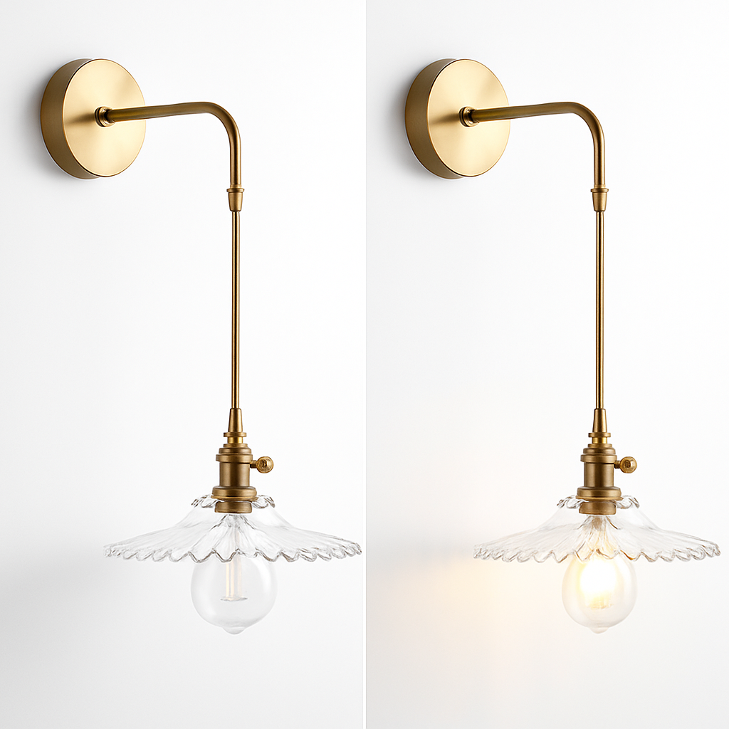 Handcrafted Copper Wall Sconce with Tinted Glass Shade, LED Included, Art Deco Style for Bedroom & Living Room | Thomler