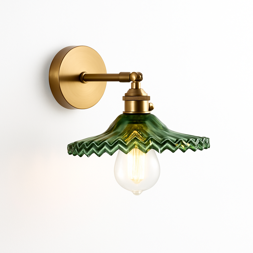 Handcrafted Copper Wall Sconce with Tinted Glass Shade, LED Included, Art Deco Style for Bedroom & Living Room | Thomler