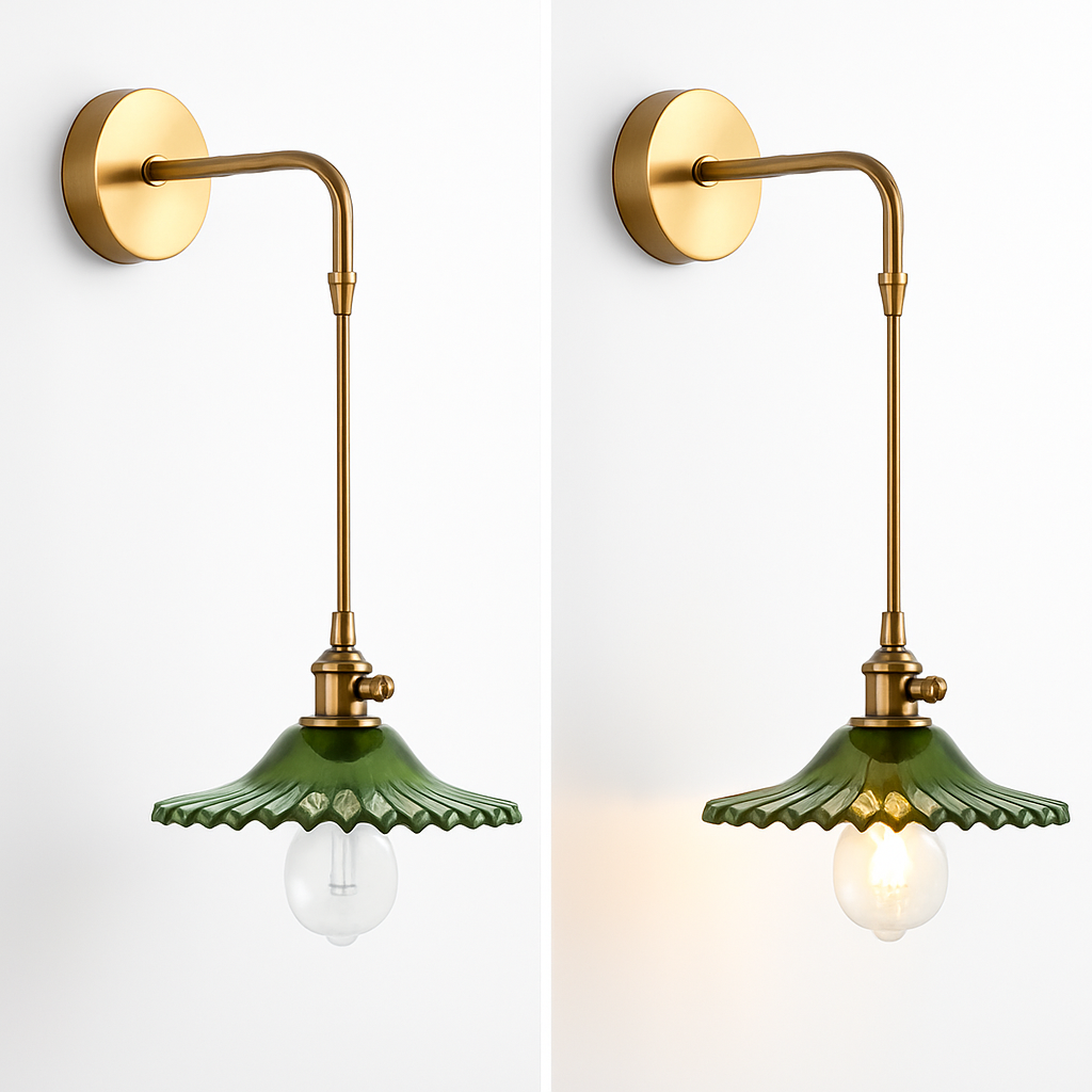 Handcrafted Copper Wall Sconce with Tinted Glass Shade, LED Included, Art Deco Style for Bedroom & Living Room | Thomler