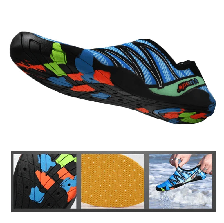 Quick-Dry Water Shoes for Swimming, Beach & Water Sports | Lightweight Aqua Socks with Drainage Holes & Anti-Slip Sole | Barefoot Wet | Thomler