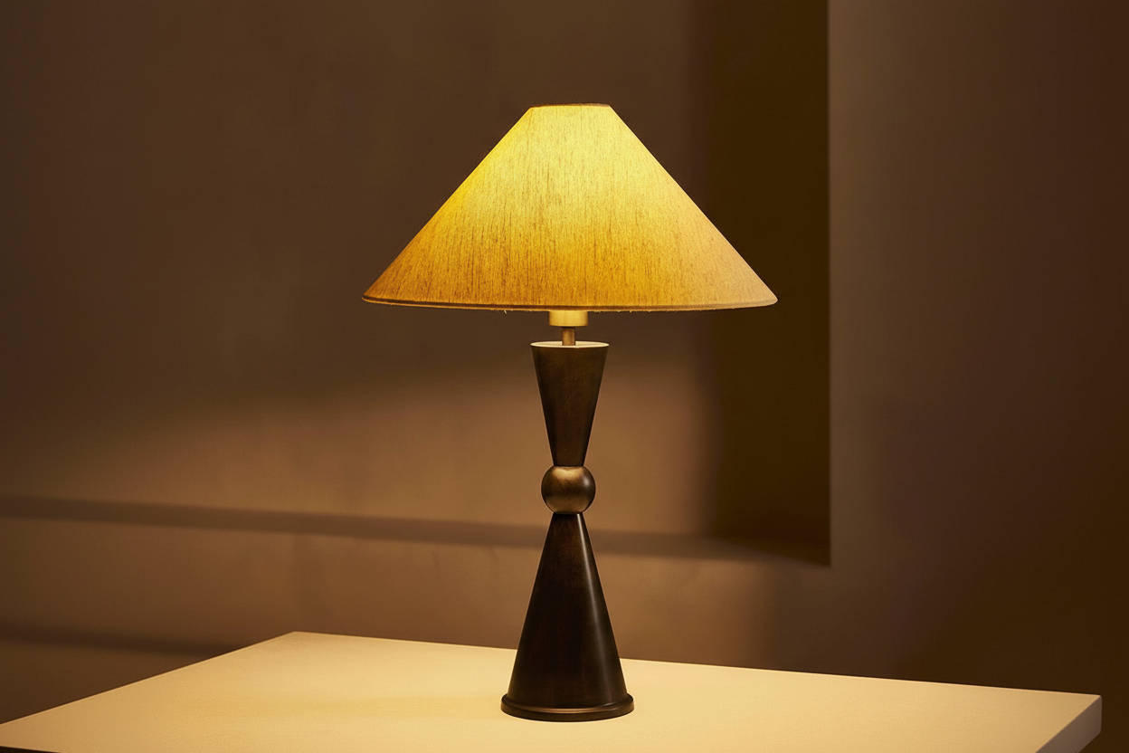 Table Lamp Iron 21.7 in Bronze Linen Shade Bedroom Living Room Decorative Lighting Art Deco Modern Bedside Accent Light | Thomler