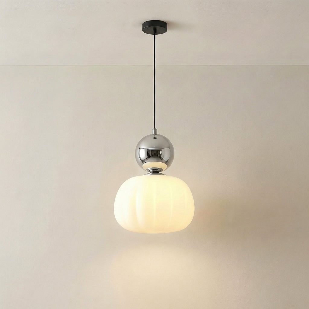 Geometric Art Deco Pendant Light with Warm LED Glow for Dining Room & Kitchen Island – Ribbed Acrylic Shade, Iron Frame, Adjustable Cord | Thomler