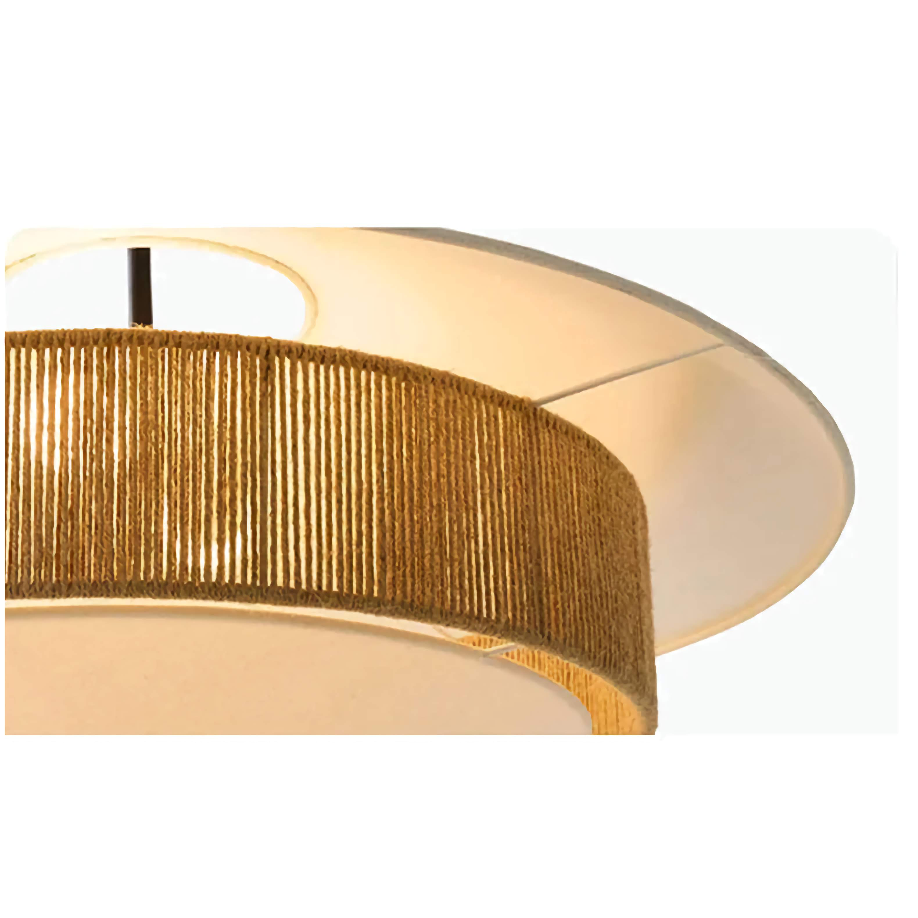 Pendant Light Organic Cotton 20 in Brown Hanging Dining Room Bedroom Wicker Style Ceiling Lamp Japandi Minimalist Decor | Thomler