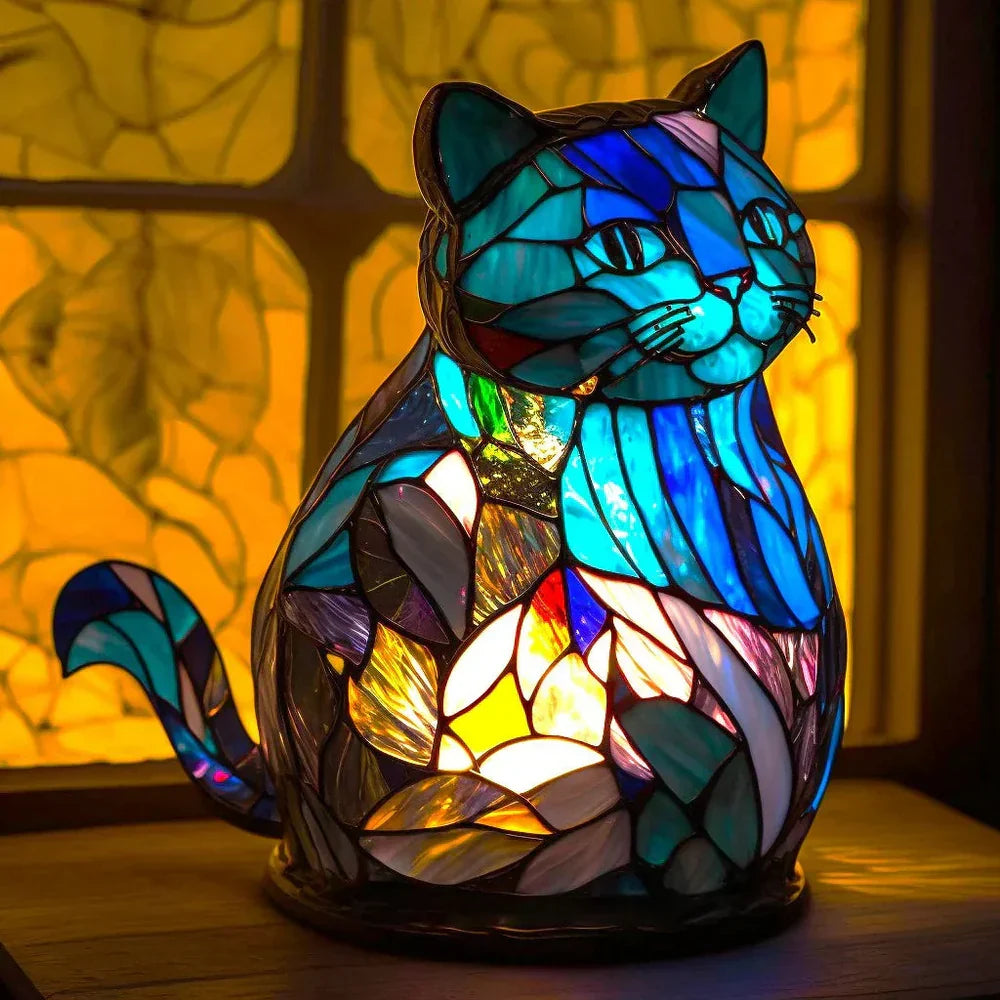 Stained Glass Wildlife Table Lamp Decorative Animal Accent Light Handcrafted Style Illumination for Bedroom Nightstand Living Room Desk | Thomler