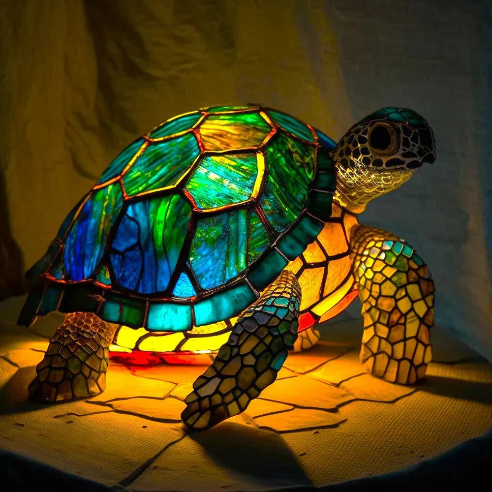 Stained Glass Wildlife Table Lamp Decorative Animal Accent Light Handcrafted Style Illumination for Bedroom Nightstand Living Room Desk | Thomler