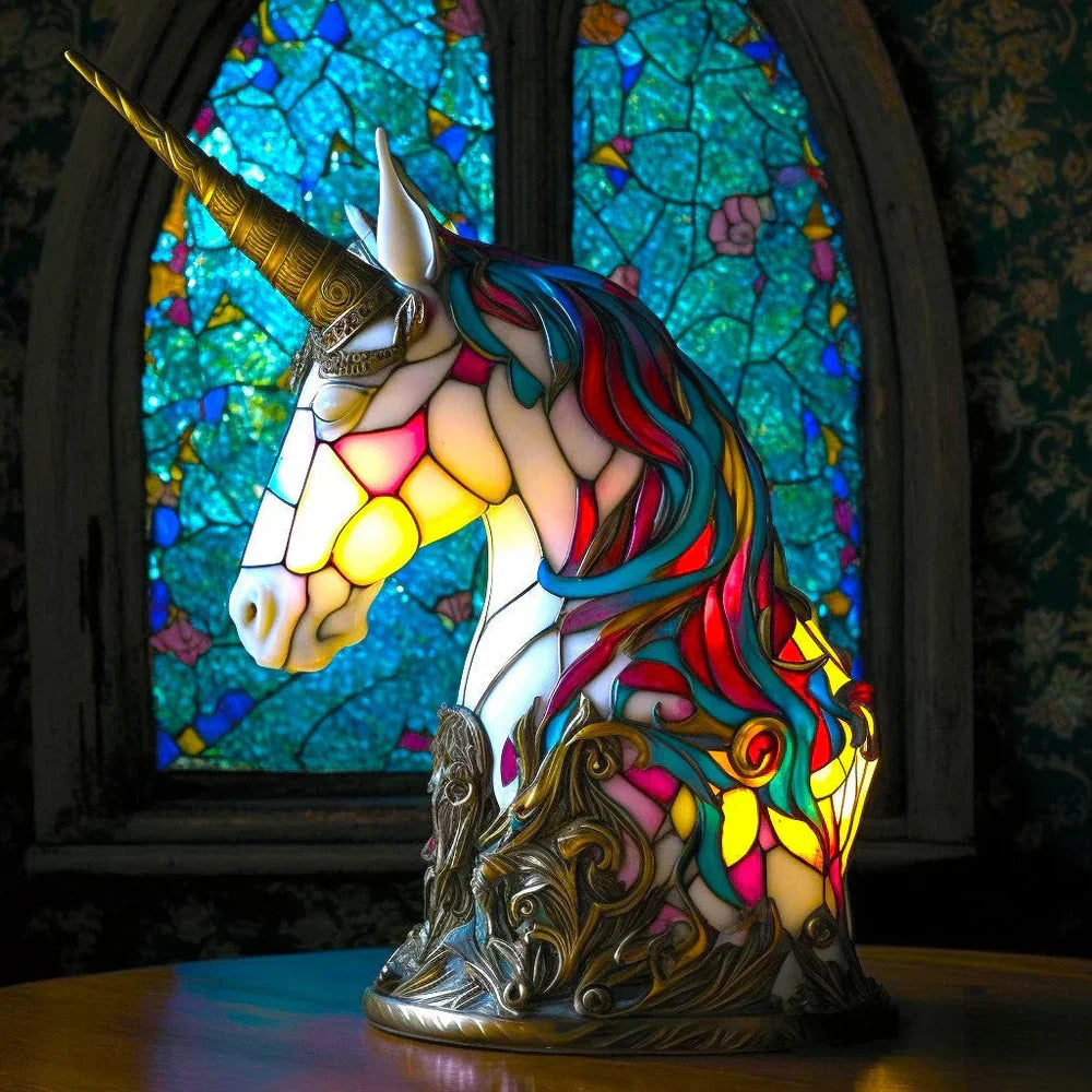 Stained Glass Wildlife Table Lamp Decorative Animal Accent Light Handcrafted Style Illumination for Bedroom Nightstand Living Room Desk | Thomler