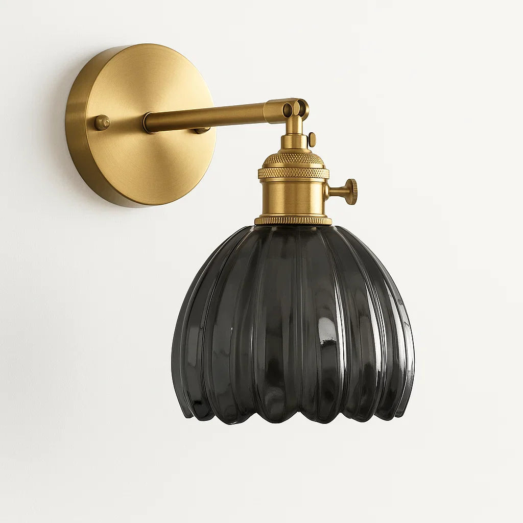 Tulip Glass Wall Sconce | Vintage Flower Shade Light Fixture for Bedroom, Living Room & Hallway | E27 Socket | Thomler