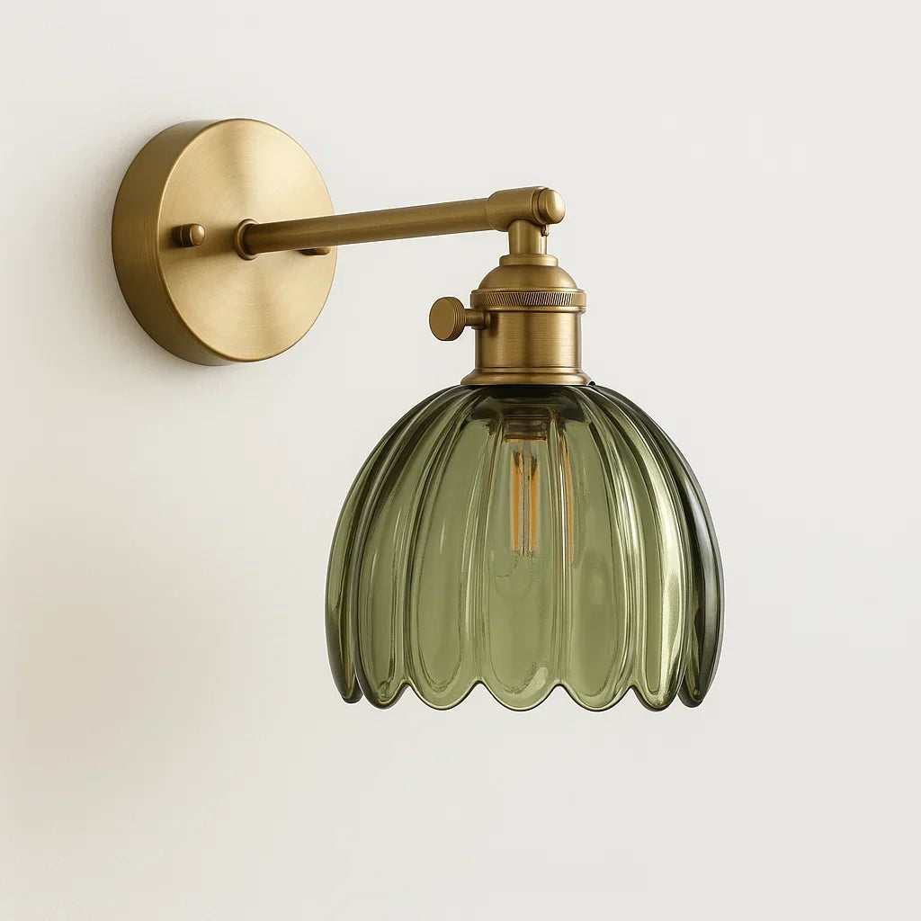 Tulip Glass Wall Sconce | Vintage Flower Shade Light Fixture for Bedroom, Living Room & Hallway | E27 Socket | Thomler