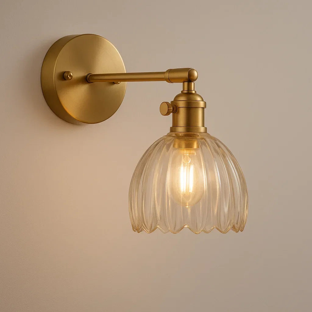 Tulip Glass Wall Sconce | Vintage Flower Shade Light Fixture for Bedroom, Living Room & Hallway | E27 Socket | Thomler
