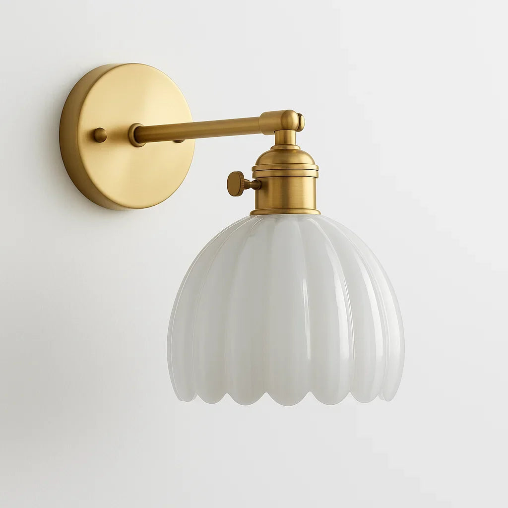 Tulip Glass Wall Sconce | Vintage Flower Shade Light Fixture for Bedroom, Living Room & Hallway | E27 Socket | Thomler
